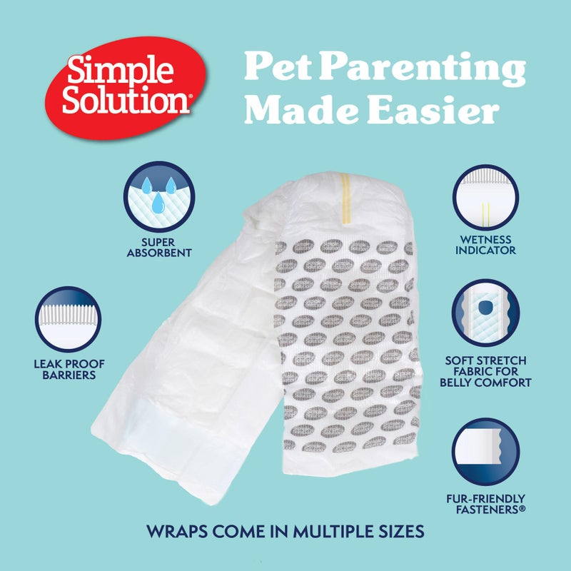 Simple Solution Disposable Dog Diapers Wraps for Male Dogs, True Fit, Absorbent, Leak Proof with Wetness Indicator, Puppy and Doggie Diaper for Peeing, For Small Pets, 12 â€“ 19 Inch Waist, 12 Count - Image 3